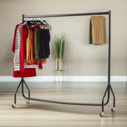 FURNOS Heavy Duty Metal Clothing Rail Bedroom Furniture in Black - thumbnail 1