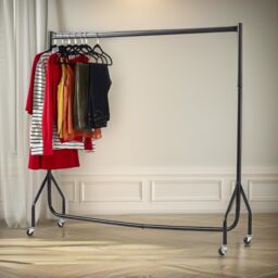 FURNOS Heavy Duty Metal Clothing Rail Bedroom Furniture in Black - thumbnail 2