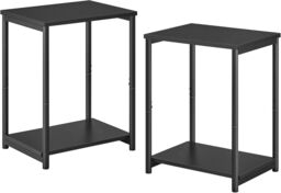 VASAGLE Set of 2 Industrial Side Tables 2-Tier Steel Frame Sofa Bedside in Black - thumbnail 9