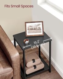 VASAGLE Set of 2 Industrial Side Tables 2-Tier Steel Frame Sofa Bedside in Black - thumbnail 6