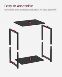 VASAGLE Set of 2 Industrial Side Tables 2-Tier Steel Frame Sofa Bedside in Black - thumbnail 8
