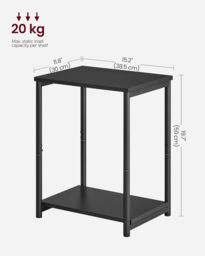 VASAGLE Set of 2 Industrial Side Tables 2-Tier Steel Frame Sofa Bedside in Black - thumbnail 3