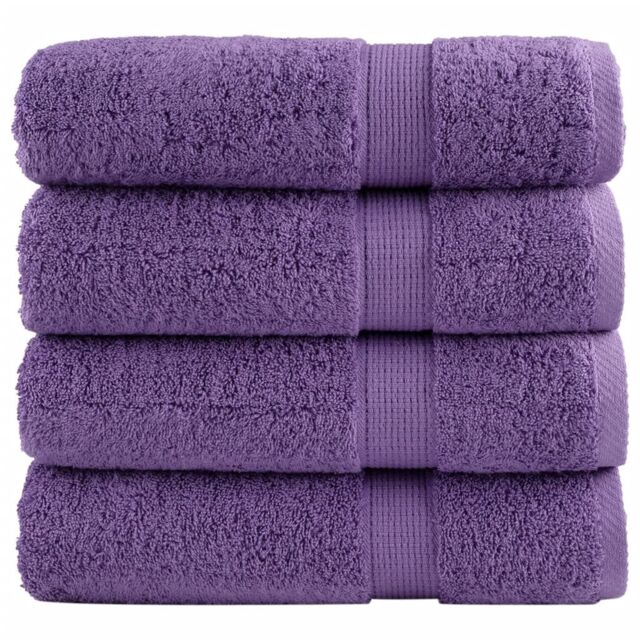 Berkfield Home Premium Hand Towels SOLUND 4 pcs Purple 50x100 cm 600 gsm - image 1