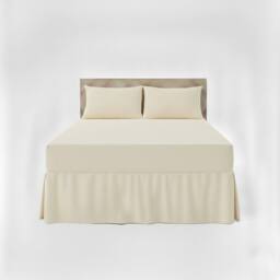 Snug City Fitted Valance Bed Sheet Polycotton Mattress Cover & Frill Easy Care in Cream - Size: Single - thumbnail 2