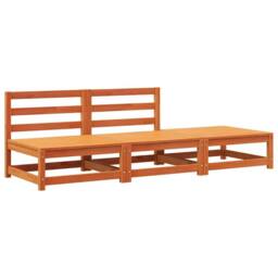 Berkfield Home Garden Sofa Armless with Footstool Wax Brown Solid Wood Pine - thumbnail 3