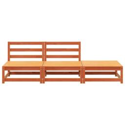 Berkfield Home Garden Sofa Armless with Footstool Wax Brown Solid Wood Pine - thumbnail 4