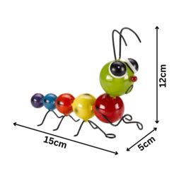 Marco Paul 15cm Multicoloured Metal Caterpillar Wall Art for Garden - thumbnail 2