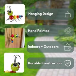 Marco Paul 15cm Multicoloured Metal Caterpillar Wall Art for Garden - thumbnail 4