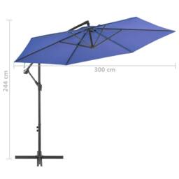 Berkfield Home Elegant Cantilever Umbrella with Aluminium Pole 300 cm Blue - thumbnail 8