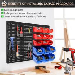Nordara 30pcs Wall Mounted Plastic Bins For Garage Storage Tools in Red - thumbnail 5