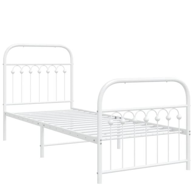 Berkfield Home Metal Bed Frame without Mattress with Footboard White 80x200cm - Size: 80x200 cm - image 1