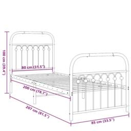 Berkfield Home Metal Bed Frame without Mattress with Footboard White 80x200cm - Size: 80x200 cm - thumbnail 8