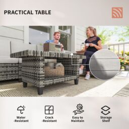 OUTSUNNY 5 Seater Wicker Outdoor Furniture Set for Balcony, Light Grey - thumbnail 8