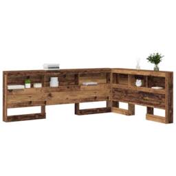 Berkfield Home Storage Headboard with Shelf Old wood 160 cm Engineered wood in Brown - thumbnail 3