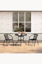 Living and Home 2 Seater Outdoor Garden Dining Bistro Set in Black - thumbnail 4