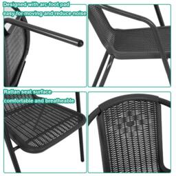 Living and Home 2 Seater Outdoor Garden Dining Bistro Set in Black - thumbnail 9