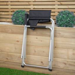 Samuel Alexander Outdoor Folding Garden Canvas Chair with Aluminium Frame in Black - thumbnail 8