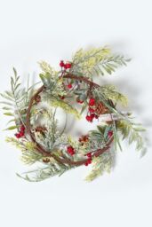 Homescapes Artificial Wreath with Berries & Pinecones, 18 Inches in Green - thumbnail 4
