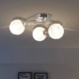 Berkfield Home Ceiling Lamp with 3 LED Bulbs G9 120 W in Silver - thumbnail 2