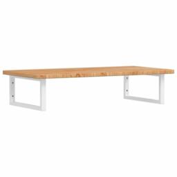 Berkfield Home Basin Shelf Wall Mounted Steel & Solid Wood Oak in Brown - thumbnail 2
