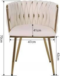 Hygrad Built to Survive Set of 2 Velvet Dining Chairs Luxury Gold Legs Padded Velvet Dining Office Chair in Cream - thumbnail 7