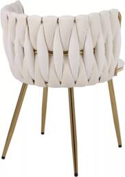 Hygrad Built to Survive Set of 2 Velvet Dining Chairs Luxury Gold Legs Padded Velvet Dining Office Chair in Cream - thumbnail 5