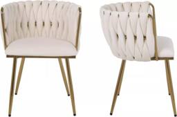 Hygrad Built to Survive Set of 2 Velvet Dining Chairs Luxury Gold Legs Padded Velvet Dining Office Chair in Cream - thumbnail 6