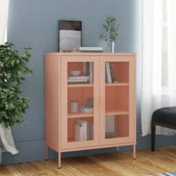 Berkfield Home Storage Cabinet Pink 80x35x101.5 cm Steel - thumbnail 1