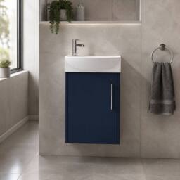 Balterley Winshill 1 Door Right-Hand Cloakroom Vanity Basin Unit, 440mm in Blue - thumbnail 4