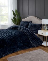 Rapport Home Chunky Ribbed Fur Polyester Soft & Cozy Duvet Cover Set With Pillowcase in Charcoal - Size: Single - thumbnail 3