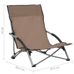 Berkfield Home Folding Beach Chairs 2 pcs Taupe Fabric in Beige - thumbnail 8