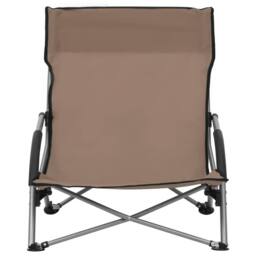 Berkfield Home Folding Beach Chairs 2 pcs Taupe Fabric in Beige - thumbnail 3