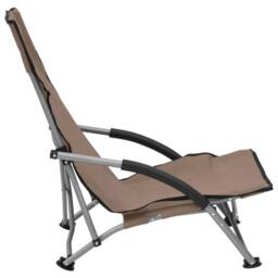 Berkfield Home Folding Beach Chairs 2 pcs Taupe Fabric in Beige - thumbnail 4