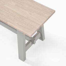 FurnitureboxUK Blakeney Oak & Cream Solid Wood Dining Bench in Grey - thumbnail 4