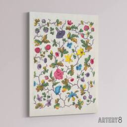 "Artery8 Louis Albert DuBois Floral Design For Textile Canvas Wall Art Print in White - Size: W12"" x H16""" - thumbnail 2