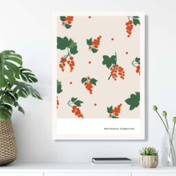 ARTZE Orange & Green Climbing Plant Flower Market Minimalist Framed Print SIZE: A4 with White Frame - thumbnail 2