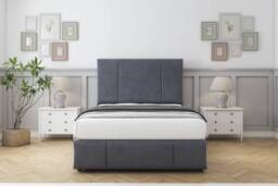 "Comfort Beds Arya Plush Divan Set 2 Drawers-26"" Headboard-Footboard in Dark Grey - Size: Small Single" - thumbnail 1