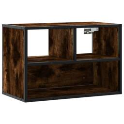 Berkfield Home TV Cabinet Smoked Oak 60x31x39.5 cm Engineered Wood & Metal in Brown