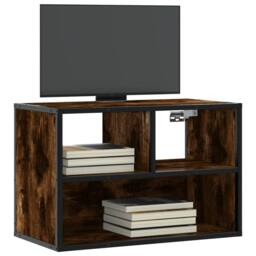 Berkfield Home TV Cabinet Smoked Oak 60x31x39.5 cm Engineered Wood & Metal in Brown - thumbnail 2
