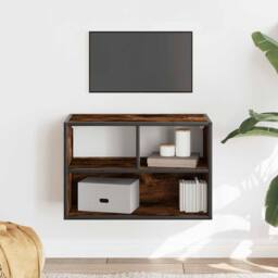 Berkfield Home TV Cabinet Smoked Oak 60x31x39.5 cm Engineered Wood & Metal in Brown - thumbnail 3