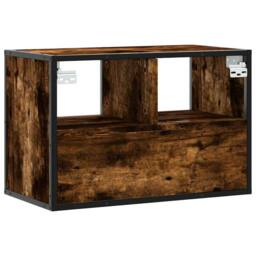 Berkfield Home TV Cabinet Smoked Oak 60x31x39.5 cm Engineered Wood & Metal in Brown - thumbnail 6