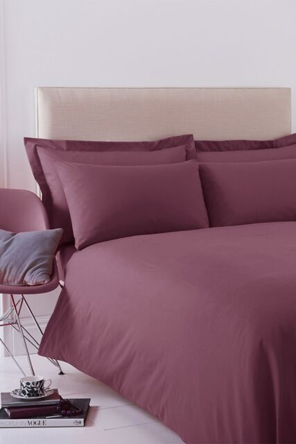 Martex Poetry Plain Dyed Duvet Cover Set in Aubergine - Size: Single - image 1