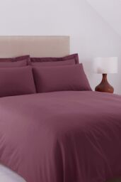 Martex Poetry Plain Dyed Duvet Cover Set in Aubergine - Size: Single - thumbnail 2
