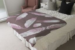 Benjamin Tate Design Imprints Bird Feathers Blanket in Natural - Size: 120 cm x 150 cm - thumbnail 3