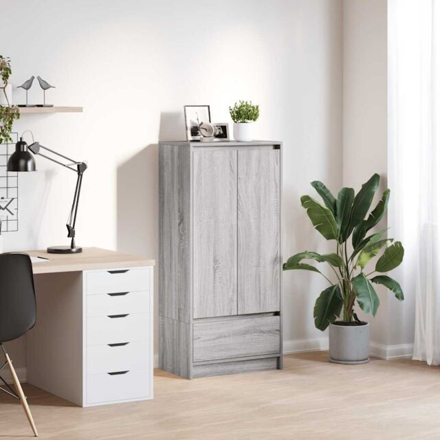 Berkfield Home Cabinet with Drawer Grey Sonoma 55.5x34x119.5 cm Engineered Wood - image 1