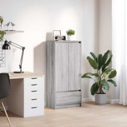 Berkfield Home Cabinet with Drawer Grey Sonoma 55.5x34x119.5 cm Engineered Wood - thumbnail 1