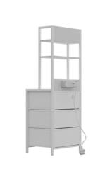 Living and Home 3-Drawer Nightstand with Charging Station & RGB Light Strip in White - thumbnail 7