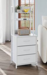 Living and Home 3-Drawer Nightstand with Charging Station & RGB Light Strip in White - thumbnail 2