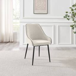 FurnitureboxUK Nina Marble-Effect Dining Set with Cream Fabric Chairs - Size: 4 Person - thumbnail 9