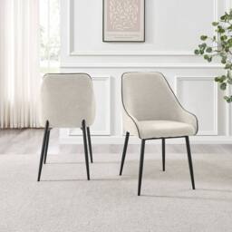 FurnitureboxUK Nina Marble-Effect Dining Set with Cream Fabric Chairs - Size: 4 Person - thumbnail 8